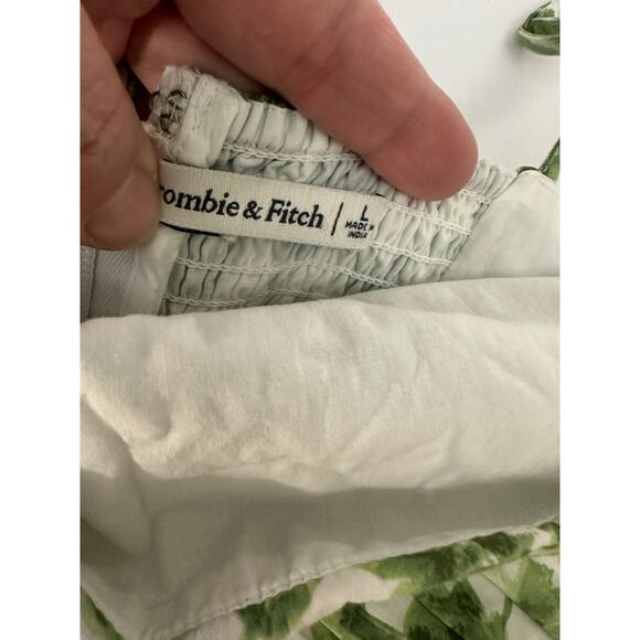 A & F Midi Dress Emerson Poplin Wide Strap Green Floral Cotton size Large - Picture 4 of 11